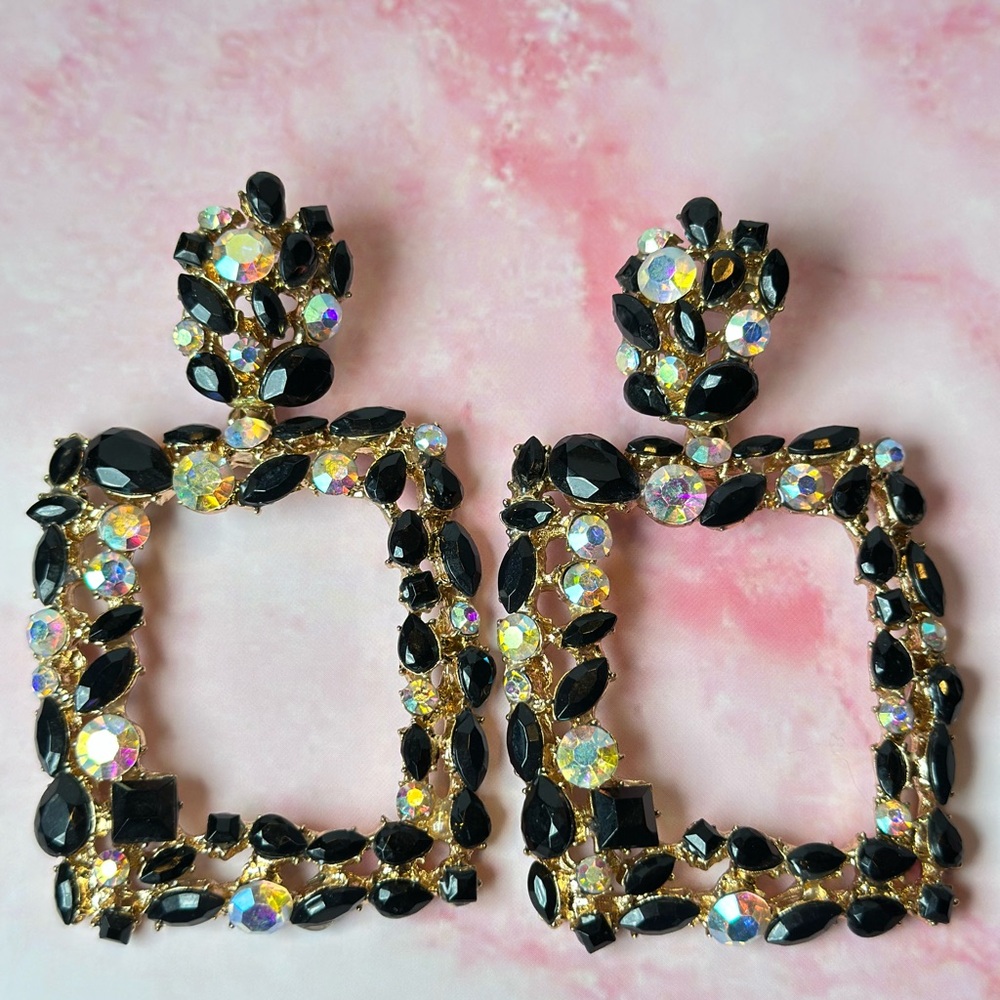 Elegant Black and Gold Statement Earrings